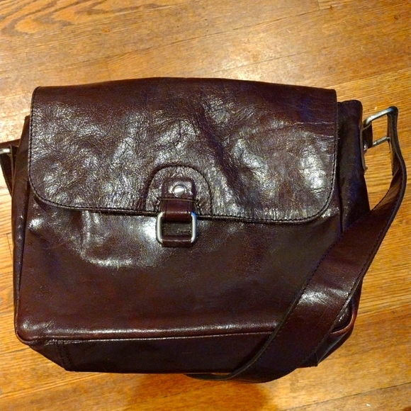Vintage  Crossbody Messenger Bag Leather Chocolate Brown Purse - Jack George's - Picture 3 of 8